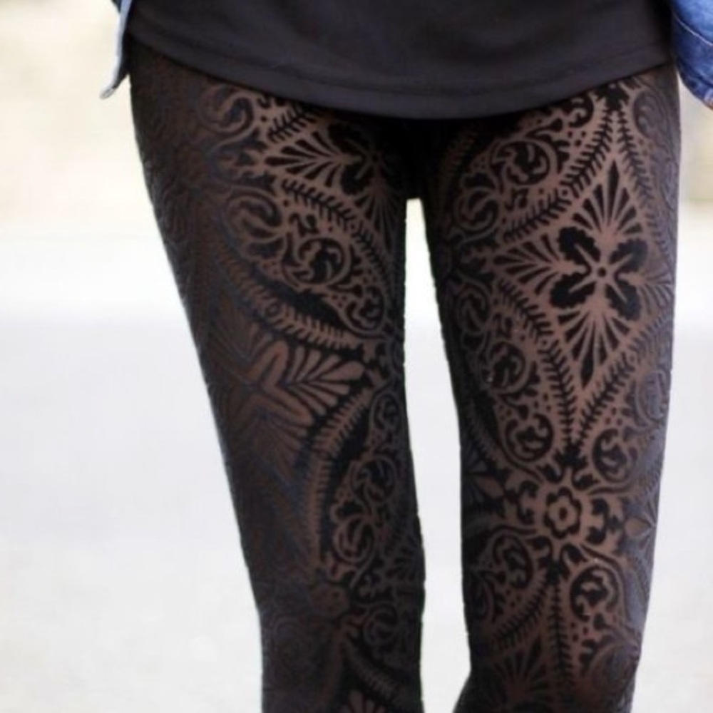 BM Black Burned Velvet Leggings - LIMITED